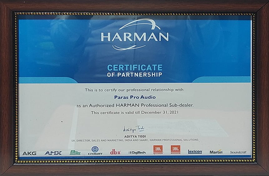 HARMAN CERTIFICATE