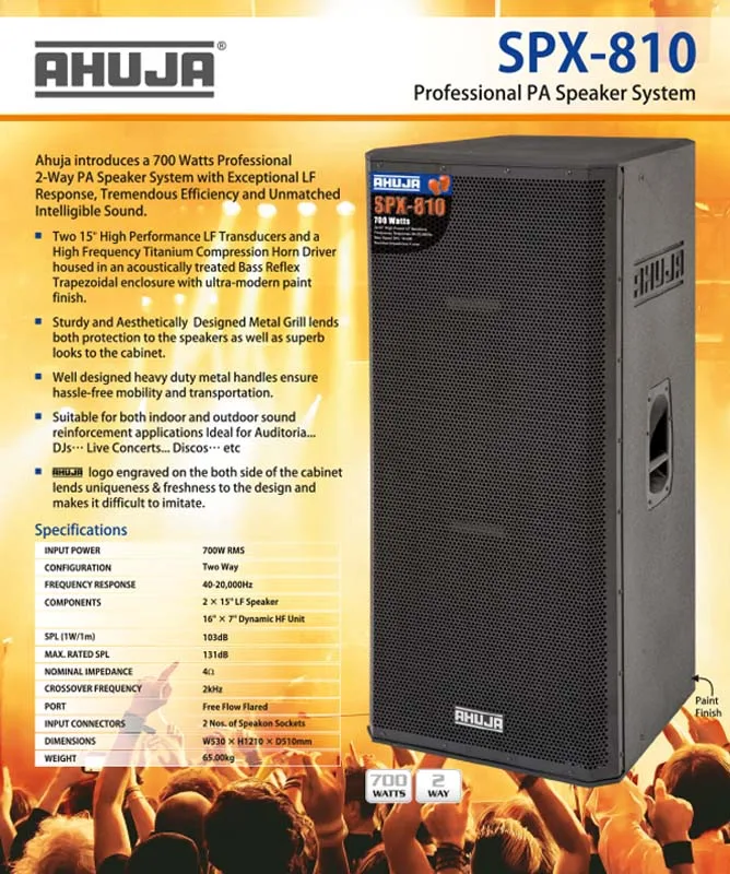 Ahuja SPX-810 700-Watt Passive Speaker - Paras Pro Audio