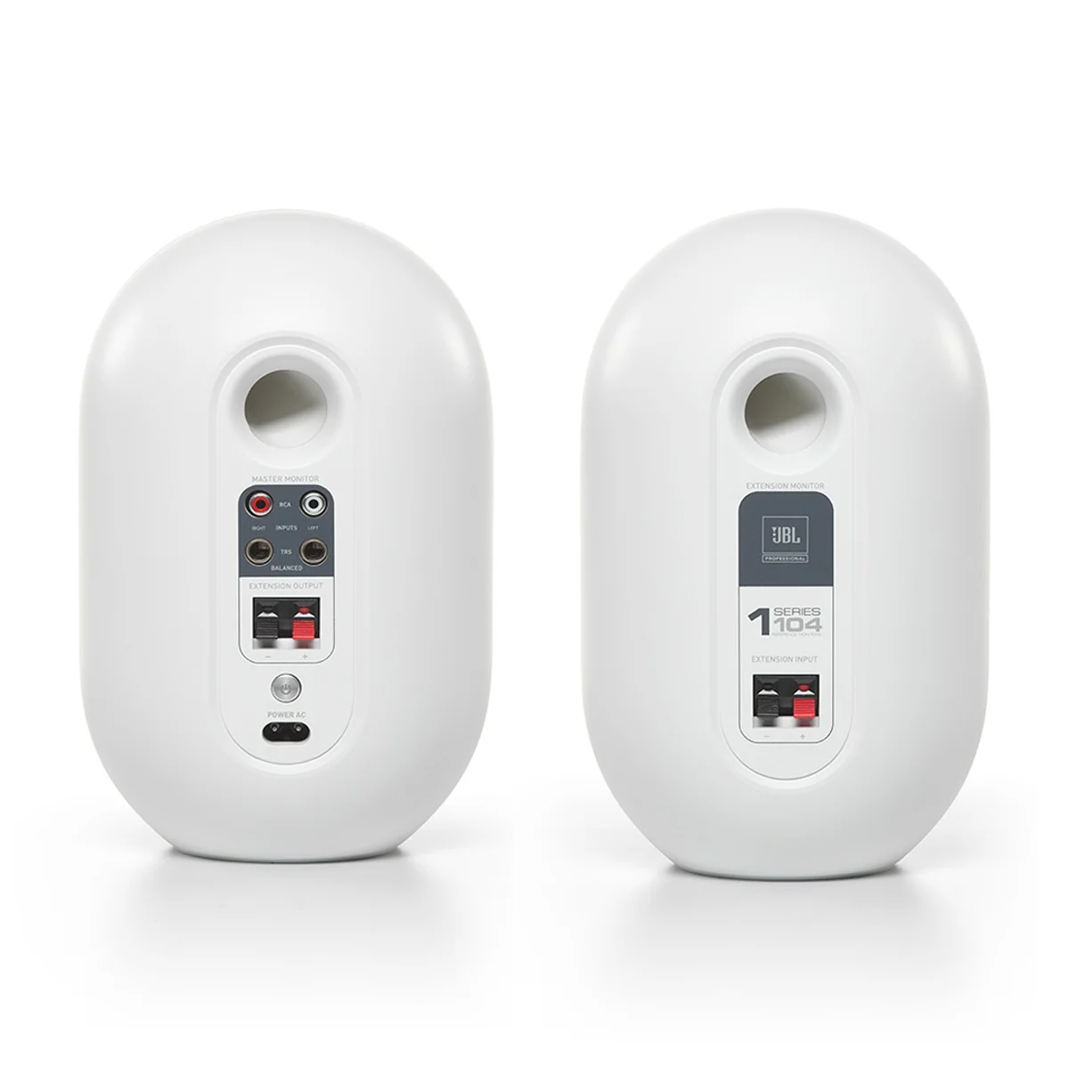 JBL 104-BT W Compact Desktop Reference Monitors with Bluetooth, White Backside