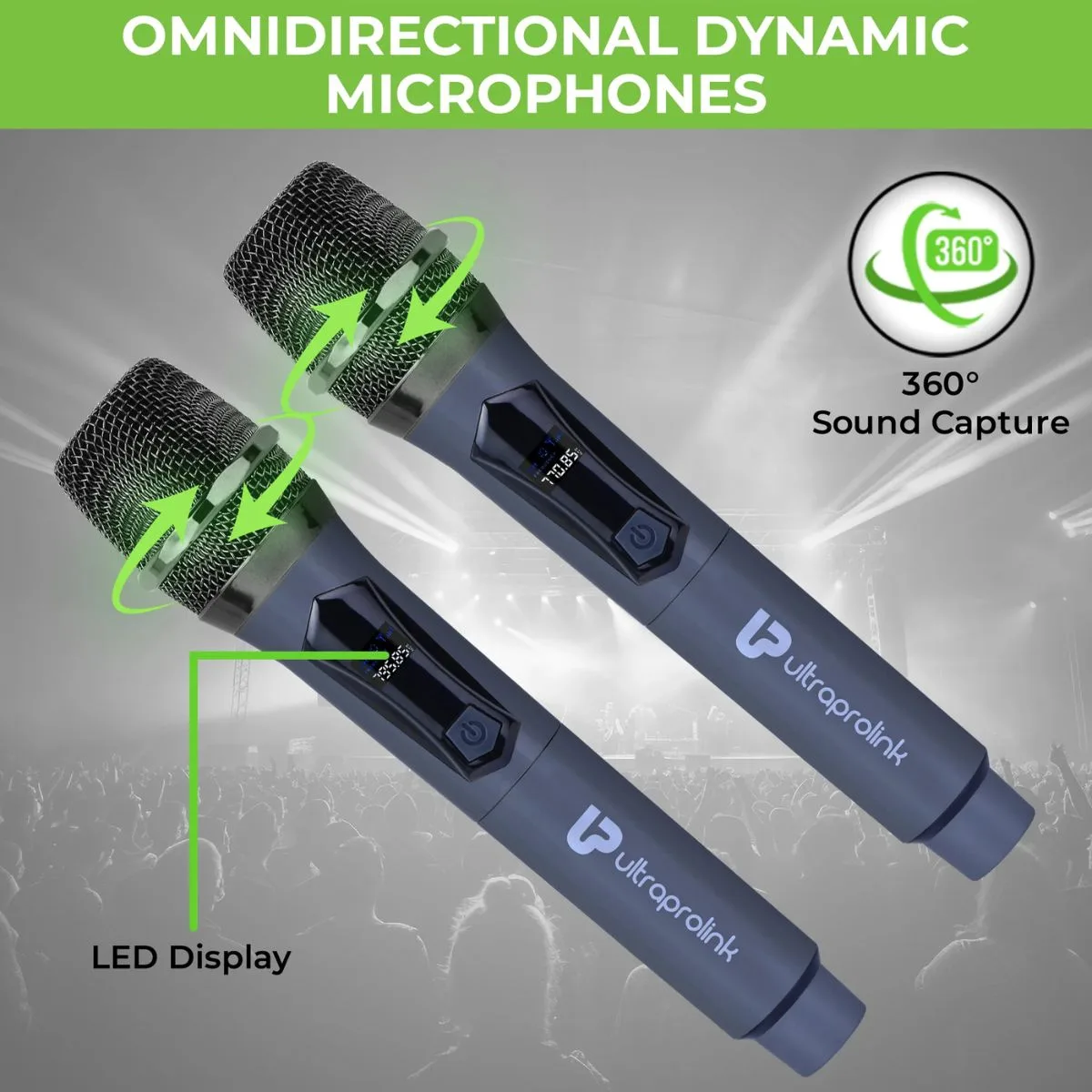 Ultraprolink UM1194-2 Sonic Duet Dual Dynamic Wireless Microphone Hand